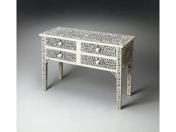 Vivienne Bone Inlay Console Table in Black - Gifts for You 'n Me