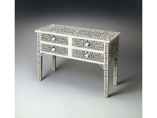 Vivienne Bone Inlay Console Table in Black