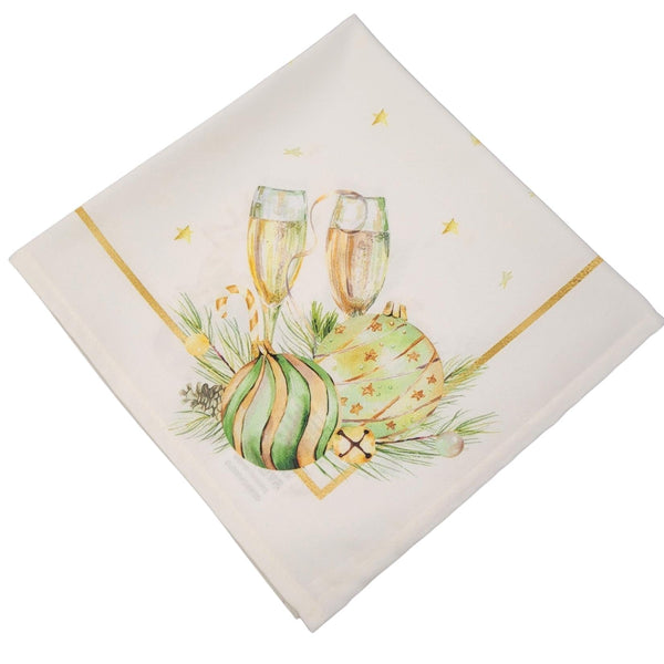 Charlo's Cloth Napkins Set of 4 Christmas Sparkling Wine Toast 16