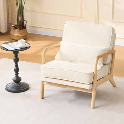 Beige Mid‑Century Accent Chair