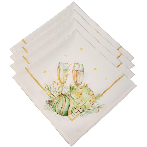 Charlo's Cloth Napkins Set of 4 Christmas Sparkling Wine Toast 16