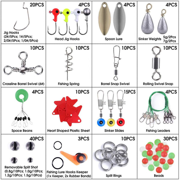 188-Pieces: Portable Fishing Accessory Kit with Tackle Box