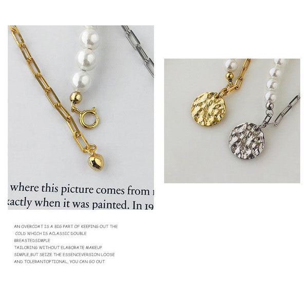 925 Sterling Silver Shell Pearl Chain Bracelet With Coin Charms For Womens Gift