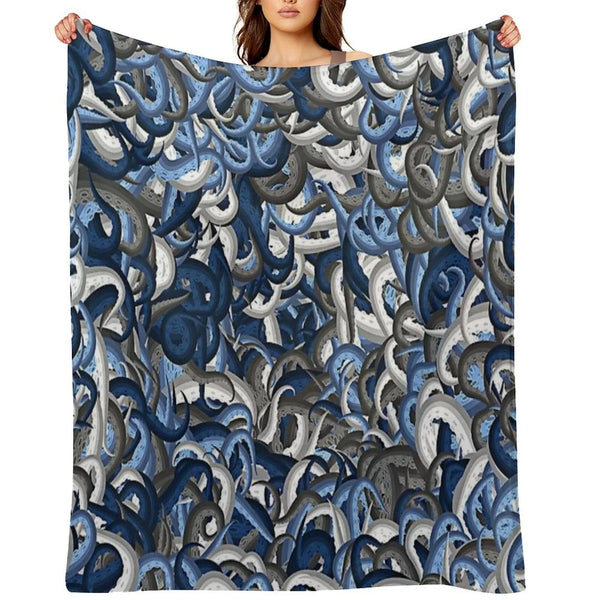 Blue Tentacles Camouflage Throw Blanket