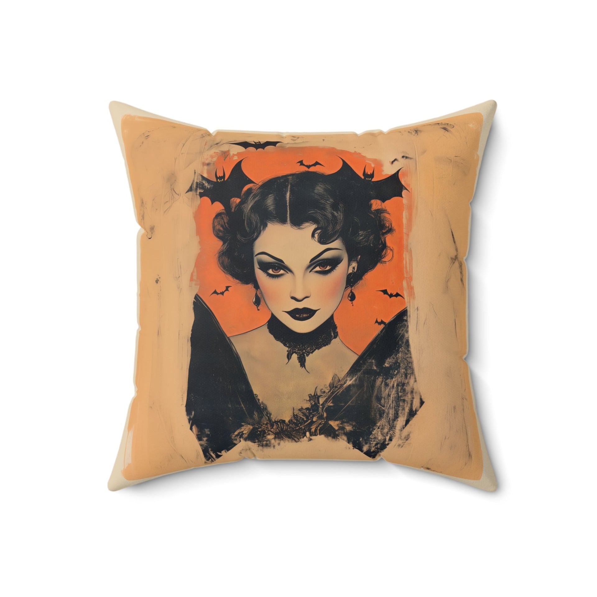 Microsuede Cushion / Halloween Art / Man and Woman Vampires