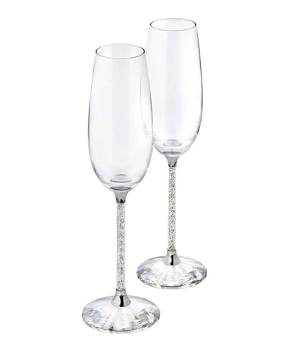 Champagne Flutes Set Of 2 with Glitter Stem