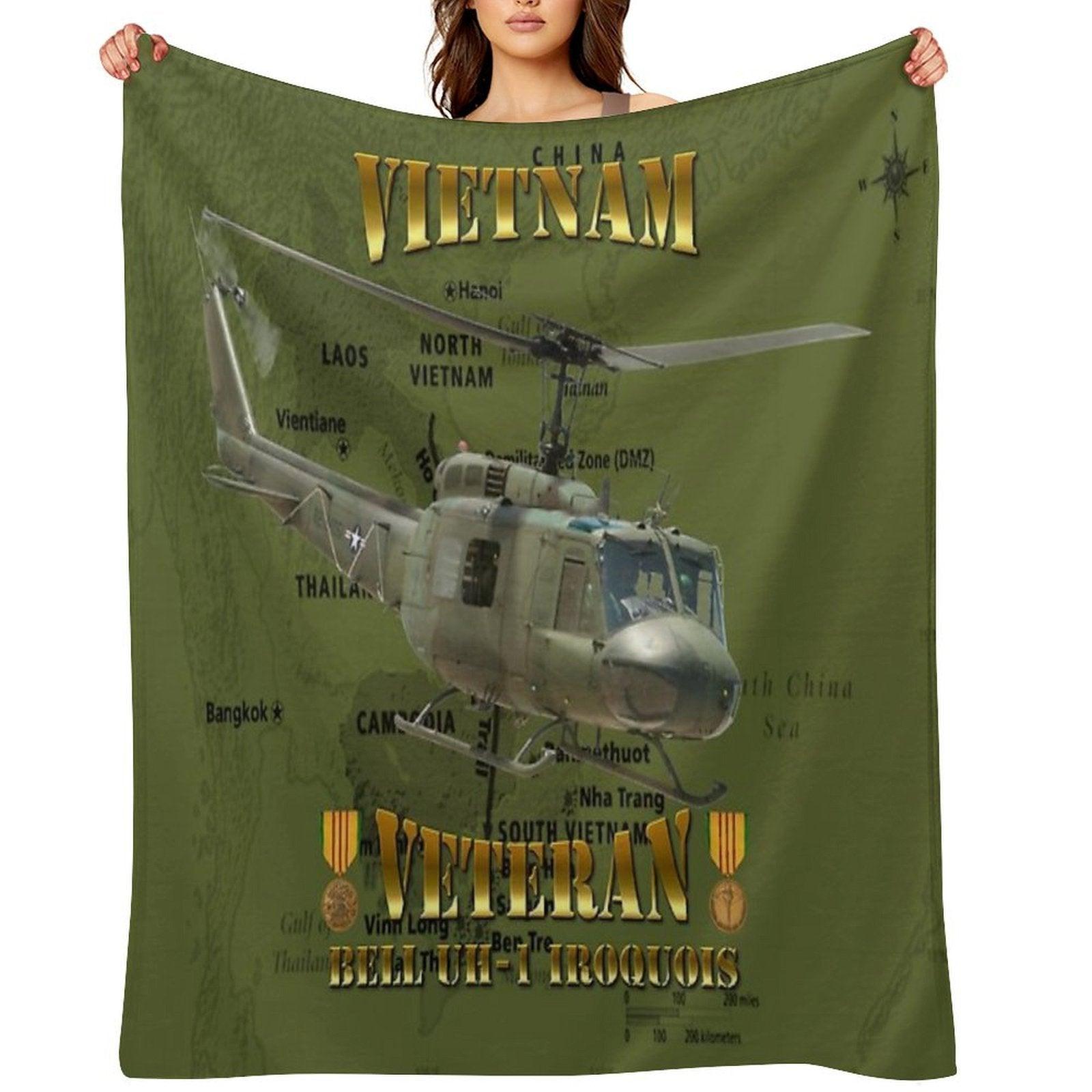 UH-1 Iroquois 'Huey' Vietnam Veteran Throw Blanket