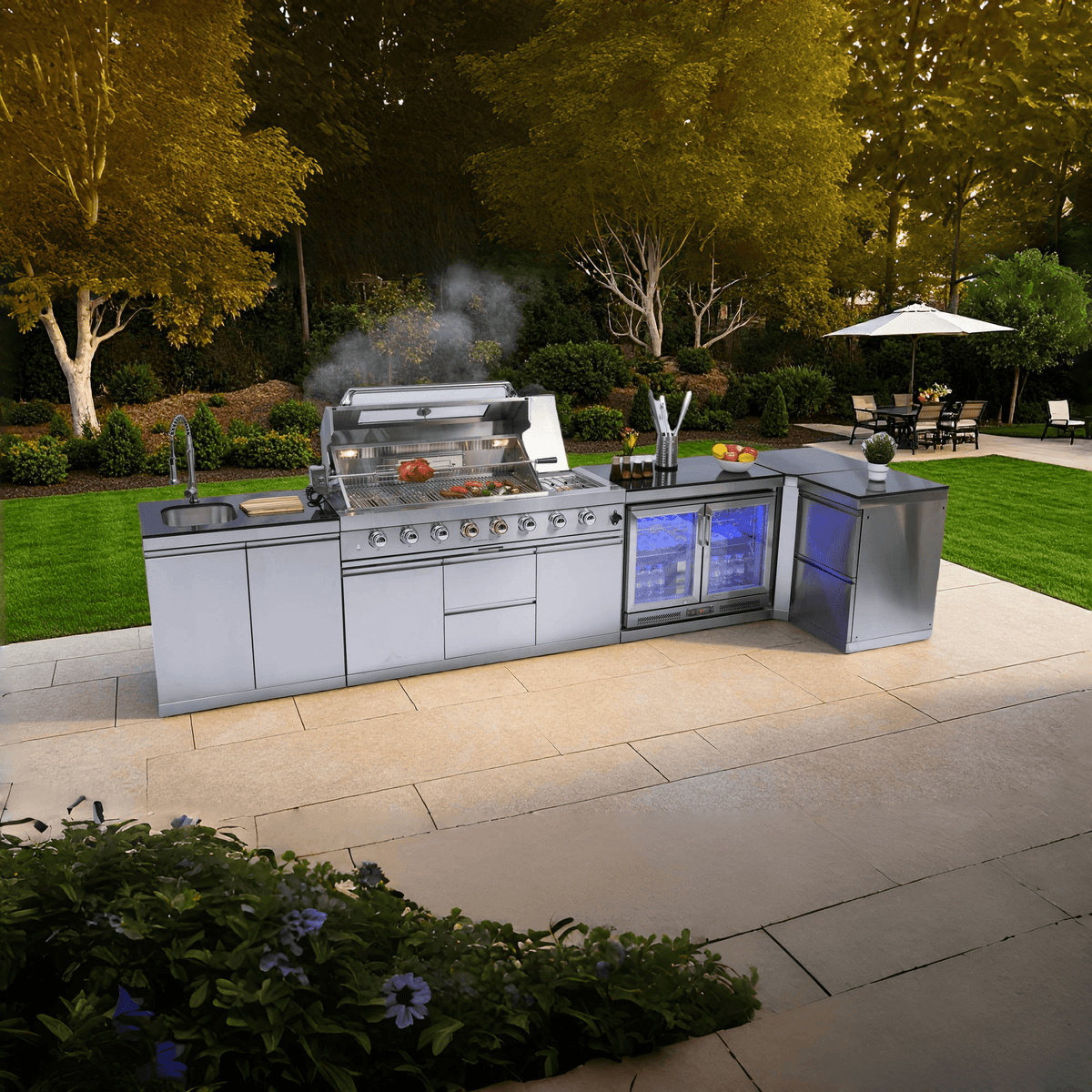 58-Inch 6-Burner Deluxe Stainless Steel Gas Outdoor Kitchen Grill