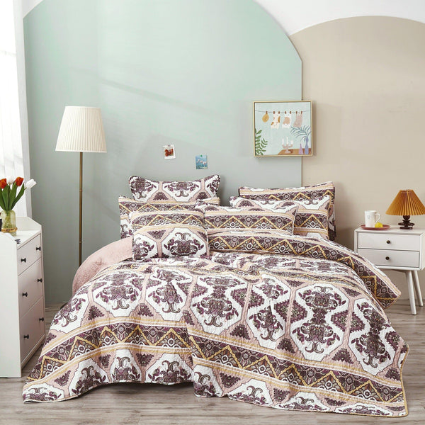 DaDa Bedding Majestic Oriental Kilim Bedspread - Royal Persian Traditional Design Intricate Ornate Ornament Print Coverlet w/ Shams