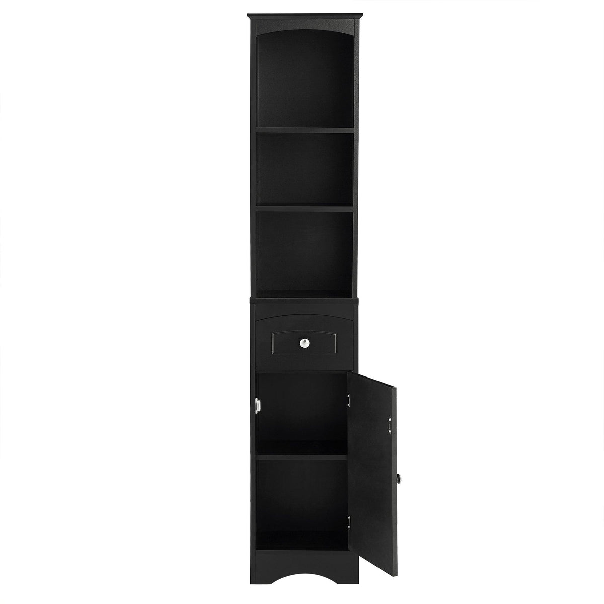 Tall Bathroom Cabinet, Freestanding Storage Cabinet with Drawer, MDF Board, Adjustable Shelf, Black