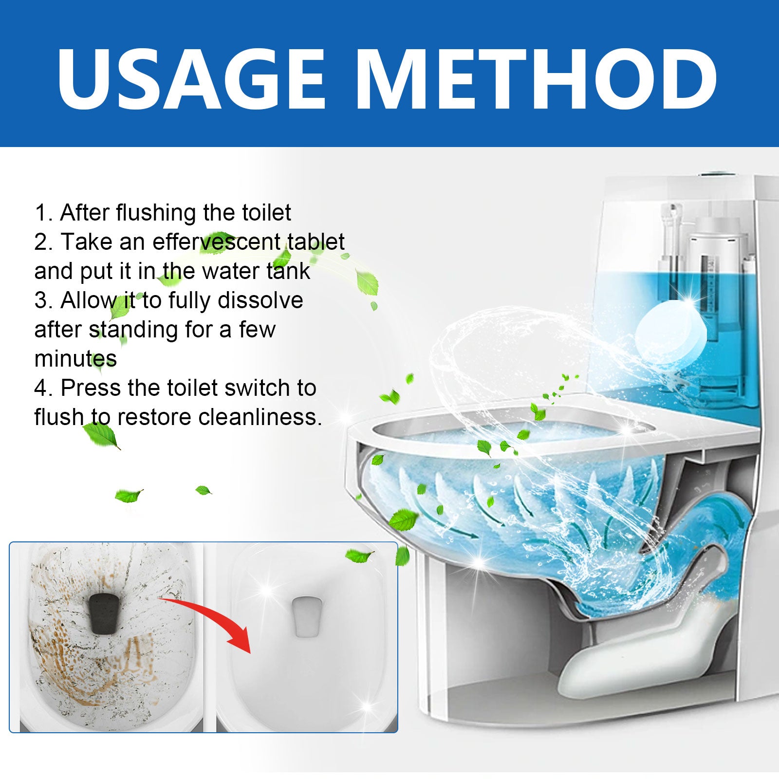 Toilet Cleaning Effervescent Tablet Household Descaling Deodorizing Odors Stains Toilet Stain Remover