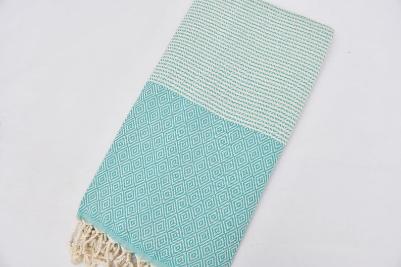 Dotty Diamond Turquoise Turkish Towel