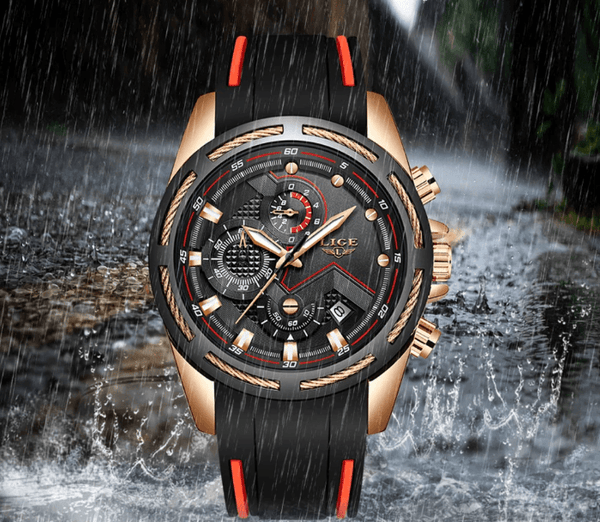Men's Waterproof Modern Watch With Rubber Straps Multifunction Watches Unique Design Perfect Gift
