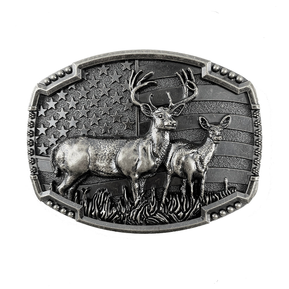 TOPACC Western Deer American flag Belt Buckle Copper/Bronze