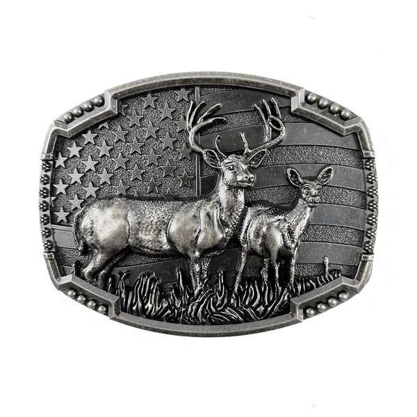 TOPACC Western Deer American flag Belt Buckle Copper/Bronze