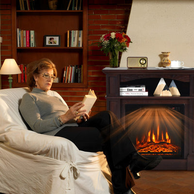 18 Inch 1400W Electric TV Stand Fireplace with Shelf-Natural