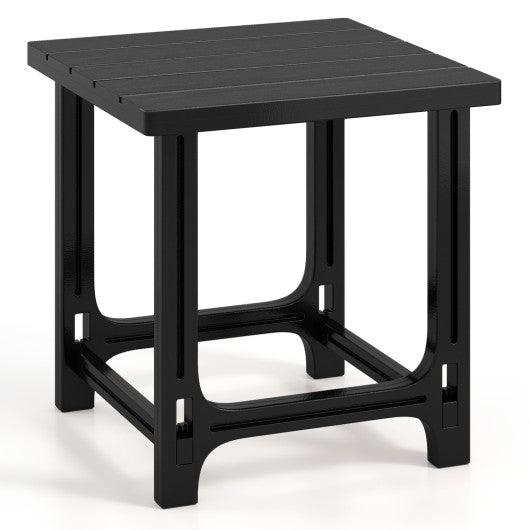 18 Inch Outdoor Adirondack Side Table with Slatted Surface-Black