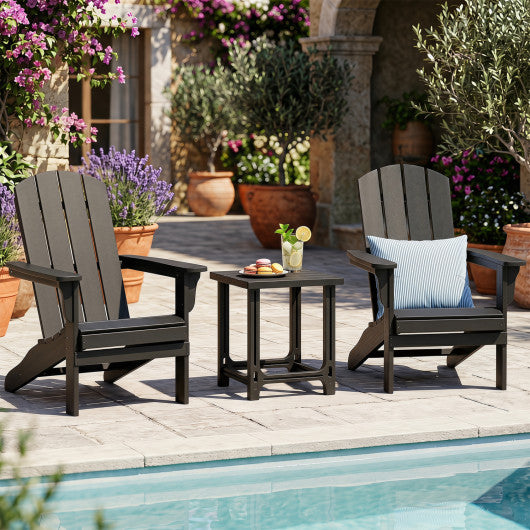 18 Inch Outdoor Adirondack Side Table with Slatted Surface-Black