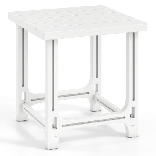 18 Inch Outdoor Adirondack Side Table with Slatted Surface-White