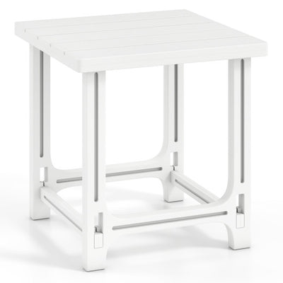 18 Inch Outdoor Adirondack Side Table with Slatted Surface-White