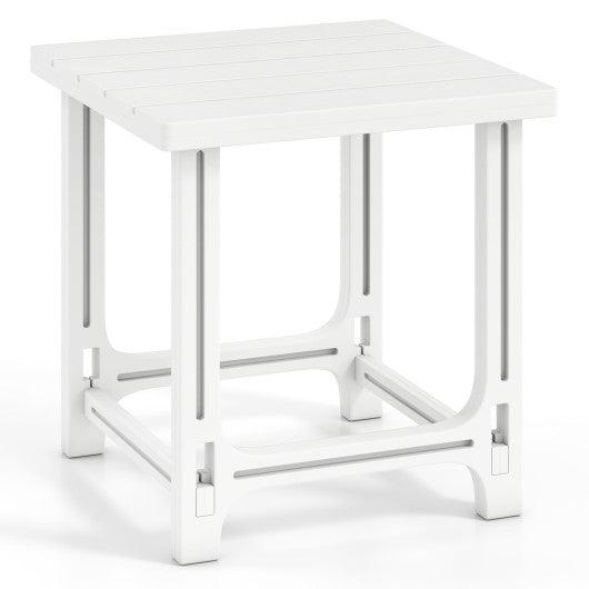 18 Inch Outdoor Adirondack Side Table with Slatted Surface-White