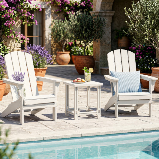 18 Inch Outdoor Adirondack Side Table with Slatted Surface-White