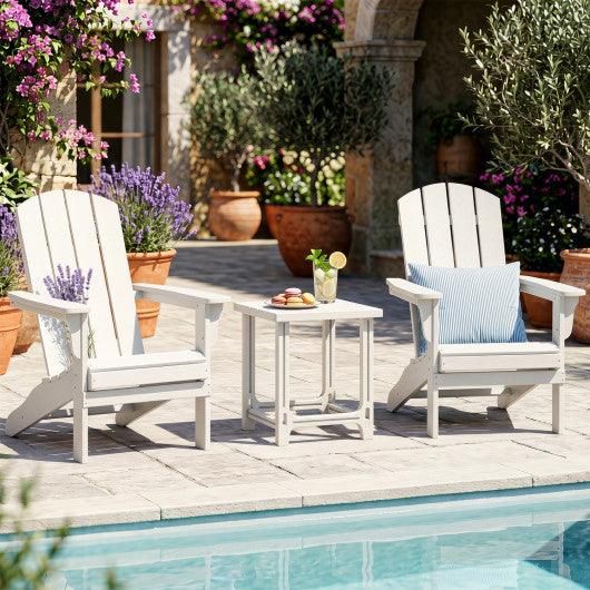 18 Inch Outdoor Adirondack Side Table with Slatted Surface-White