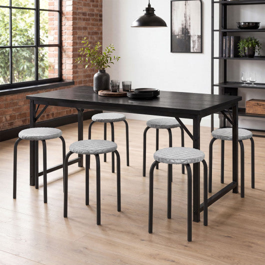 18 Inch Round Stackable Stools with Removable Washable Covers-Set of 6