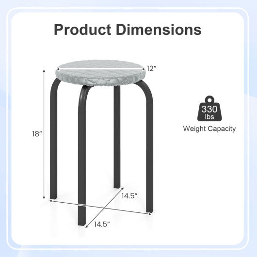 18 Inch Round Stackable Stools with Removable Washable Covers-Set of 6