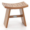 18 Inch Teak Wood Shower Bench with Curved Seat for Bathroom - Natural
