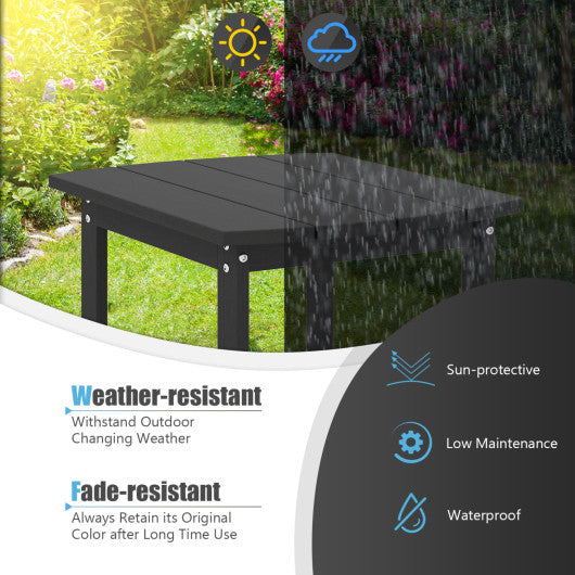 18 Inch Weather Resistant Side Table for Garden Yard Patio-Black