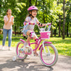 18-Inch Kids Bike Adjustable with Basket and Streamers Rose Red - Princess of the Sea Theme