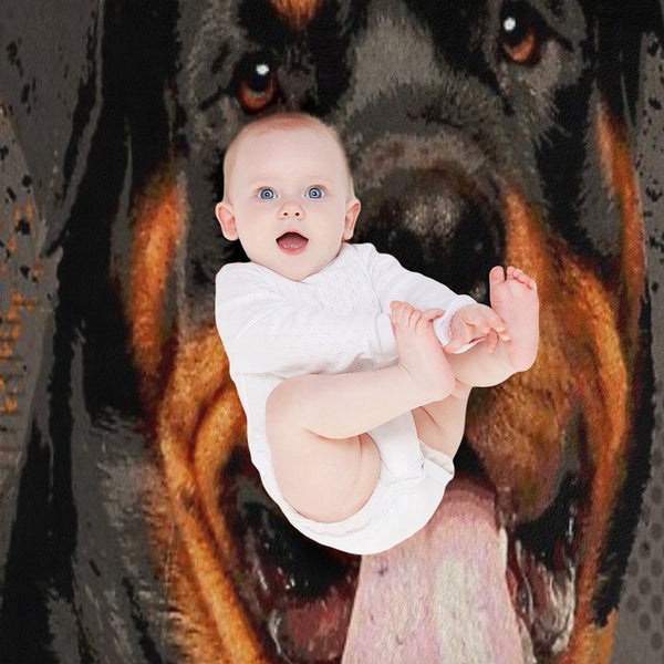 Rottweiler  - Metzgerhund Digital Art Compact Throw Blanket