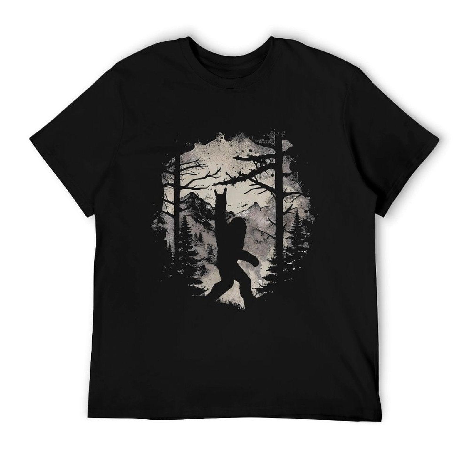 Rock On Bigfoot Sasquatch Loves Rock And Roll Mountain Trees T-Shirt