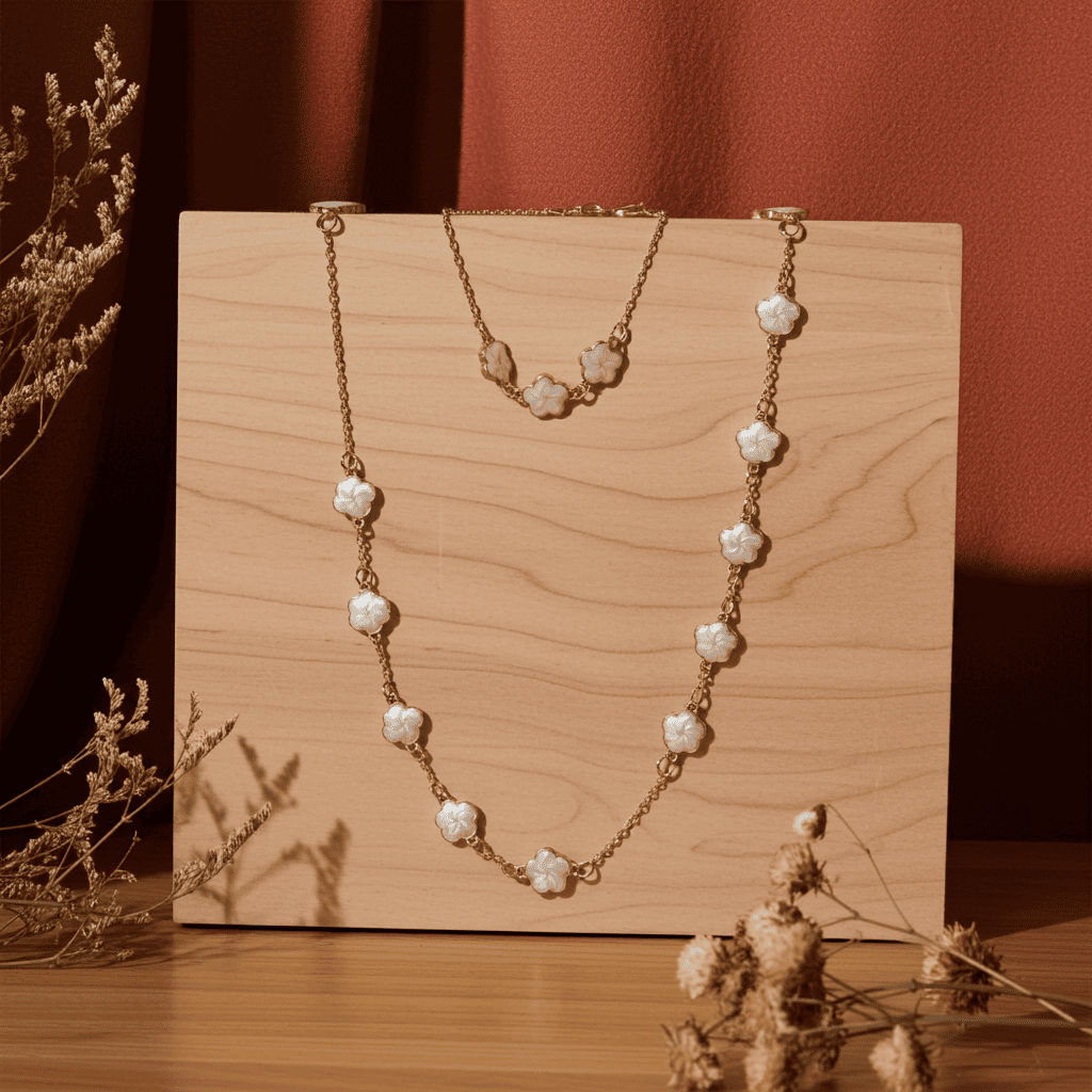 5 leaf Clover Necklace & bracelet set
