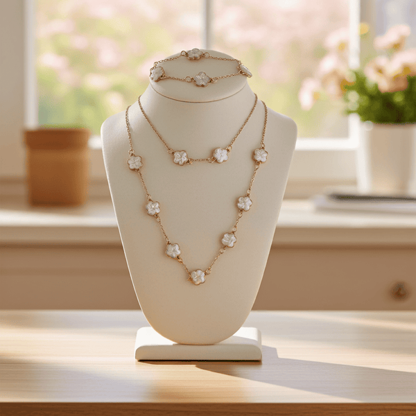 5 leaf Clover Necklace & bracelet set