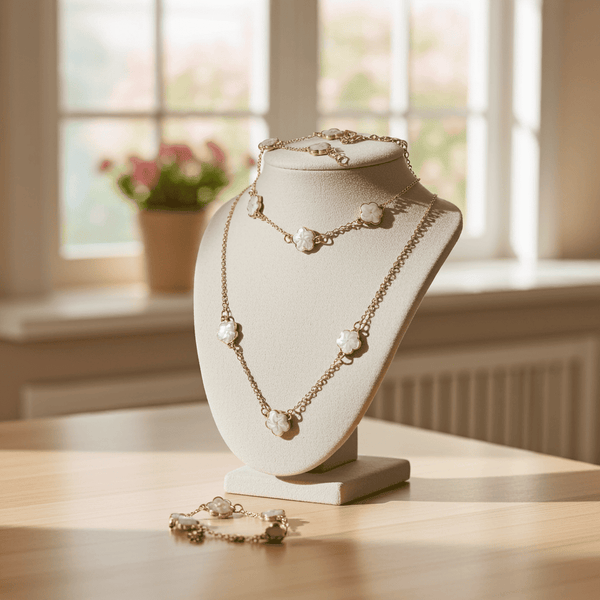 5 leaf Clover Necklace & bracelet set