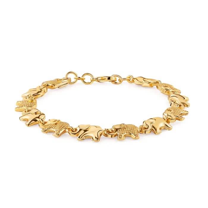 18K Gold Elephant Bracelet For Women 8