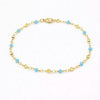 18k Gold Filled High Finish Polish Turquoise Ball Ankle Bracelet