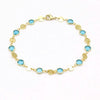 18k Gold Filled High Polish Finish Aquamarine Crystal Ankle Bracelet