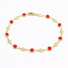18k Gold Filled High Polish Finish Red Crystal Flower Ankle Bracelet