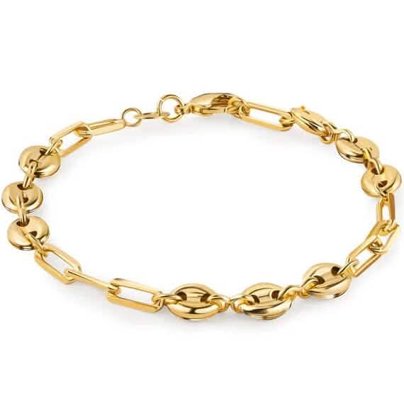 18K Gold Mariner and Paperclip Link Anklet 10
