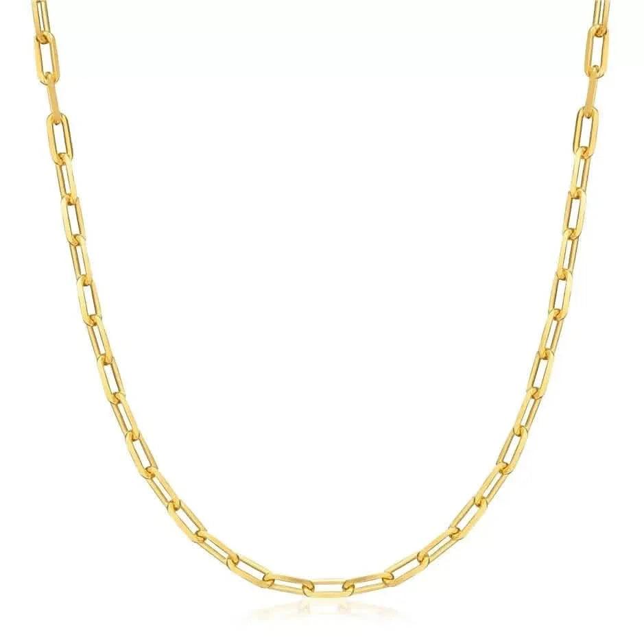 18K Gold Paperclip Link Chain Necklace