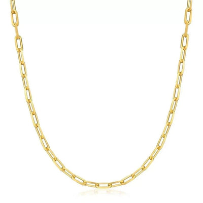 18K Gold Paperclip Link Chain Necklace