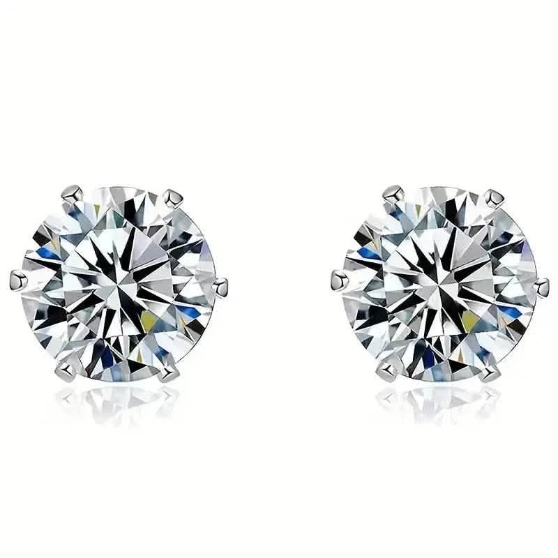 18K Gold Ear Bone Buckle Stainless Steel 6-Prong Zirconia Stud Earrings