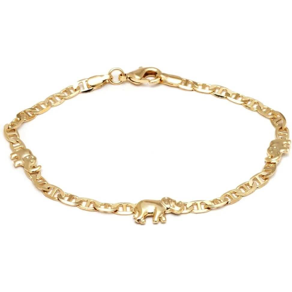 18K Gold Plated Flat Marina Elephant Anklet 10