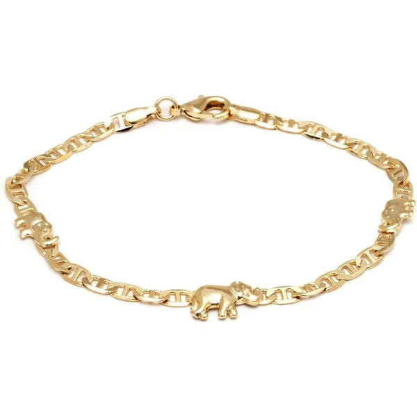 18K Gold Plated Flat Marina Elephant Anklet 10