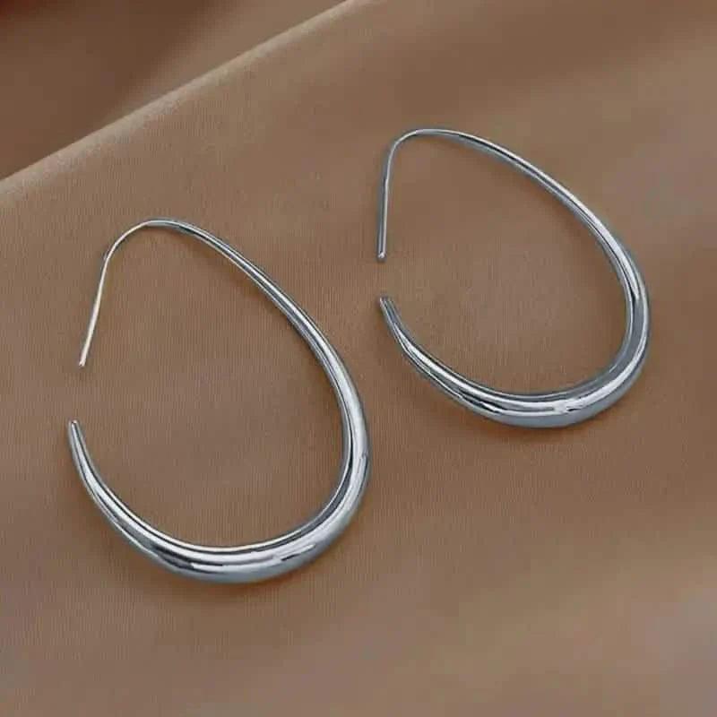18K Gold Plated Glossy Minimalist Water Drop Design Hoop Earrings Copper