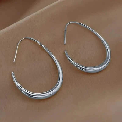 18K Gold Plated Glossy Minimalist Water Drop Design Hoop Earrings Copper