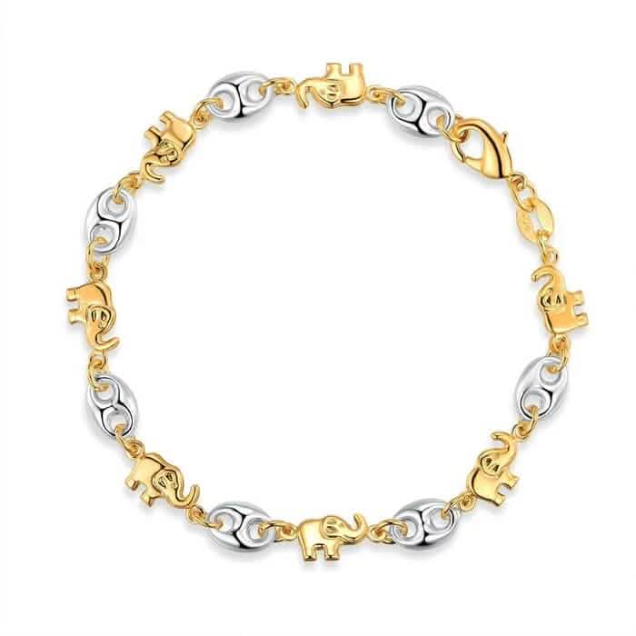 18K Gold Two-Tone Elephant Anklet 10